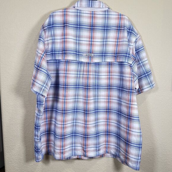 Habit Shirt Fishing Button Up Vented White w/ Red Blue Check UPF40 3XL Outdoors - Picture 4 of 7